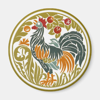 Round Vintage Rooster - Magnet
