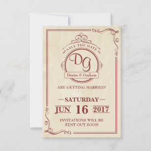 Round Vintage Save The Date Invitation
