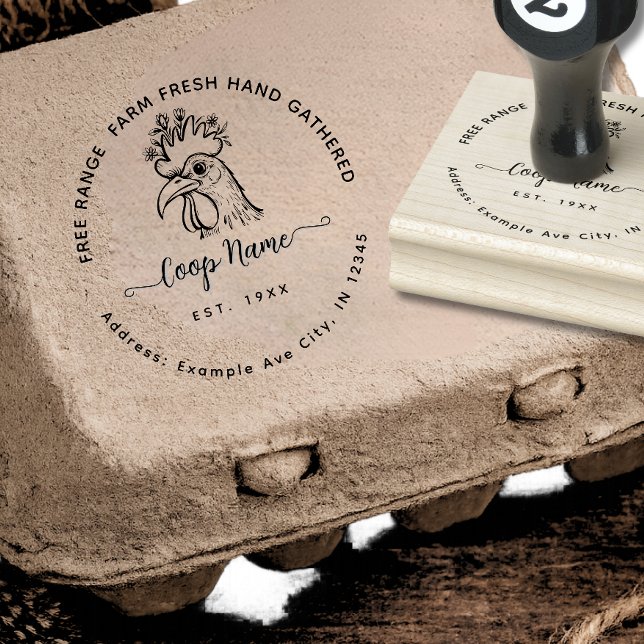 Round Vintage Script Chicken Egg Carton Stamp (Creator Uploaded)