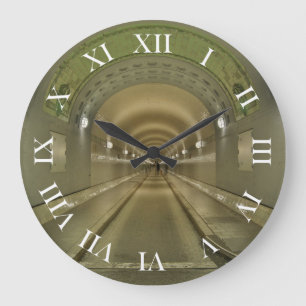 Round wall clock Roman figures Hamburg Elbe tunnel