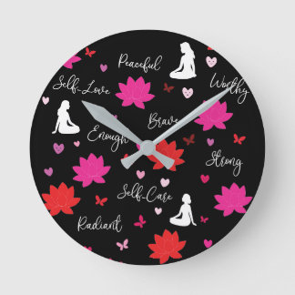 Round Wall Clock | Self-Care Lotus Design