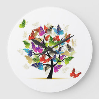 Round wall clock with butterflies!