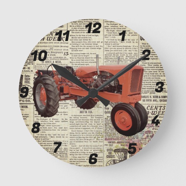 Round Wall Tractor Clock (Front)