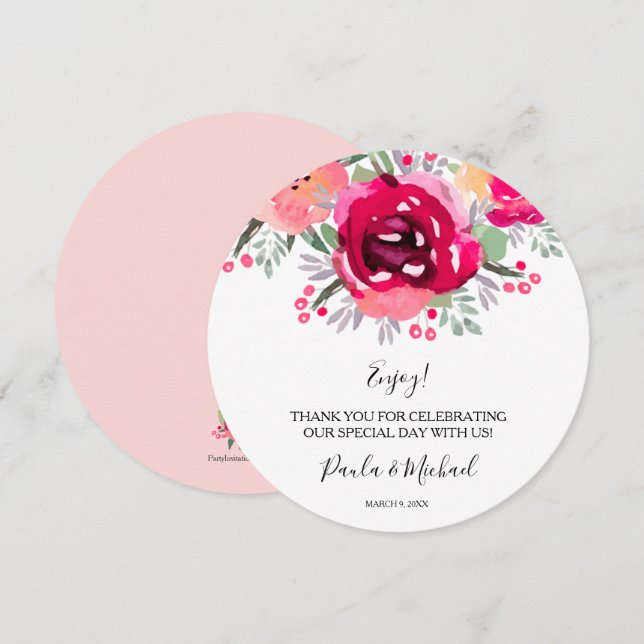 Round Wedding Dinner Plate Floral Thank You (Front/Back)