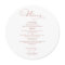 Round Wedding Menu Elegant Calligraphy
