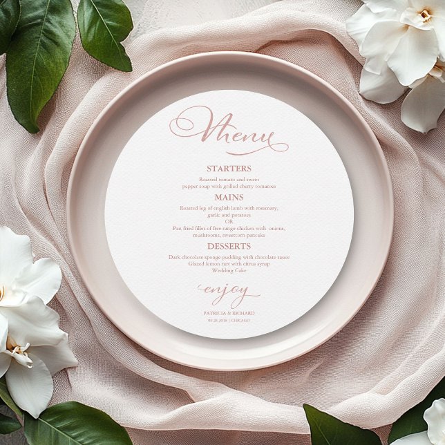 Round Wedding Menu Elegant Calligraphy (Creator Uploaded)
