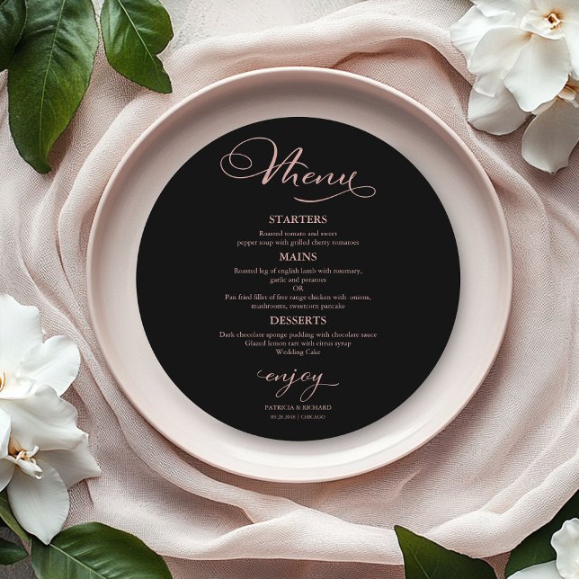 Round Wedding Menu Elegant Calligraphy (Creator Uploaded)