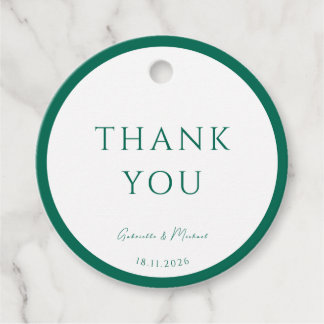 Round White and Emerald Green Thank You  Favour Tags