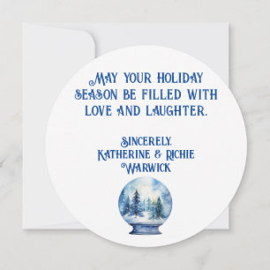 Round White Blue Watercolor Snow Globe of Trees