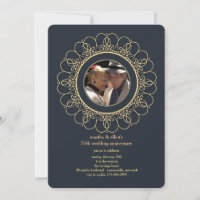 Round Wired Hearts Photo Invitation
