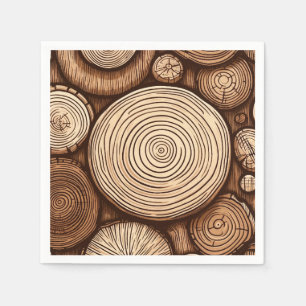 Round Wood Tree Logs Wooden Woodland Forest Napkin