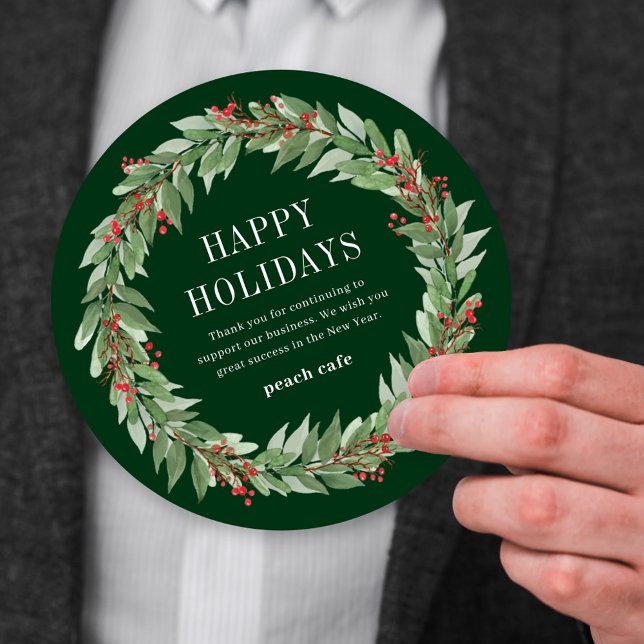 Round Wreath Business Holiday Card (Creator Uploaded)