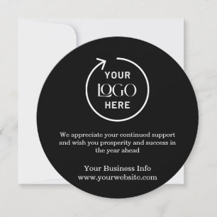 Round Wreath Business logo Holiday Black card