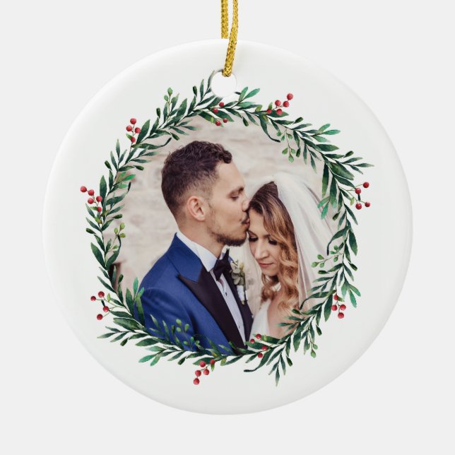 Round Wreath Ceramic Tree Decoration (Front)