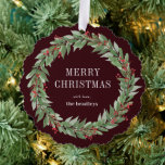 Round Wreath Ornament Christmas Card<br><div class="desc">A holiday card that can be hung on the tree or attached to gifts. Visit berryberrysweet.com for stylish stationery and personalised gifts.</div>