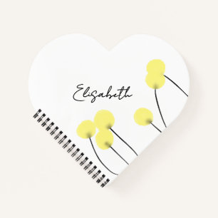 Round yellow flowers with your name and subject notebook