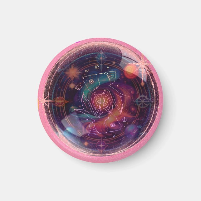 Round- Zodiac Theme- Pisces Magnet (Front)