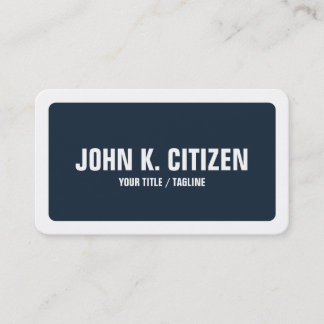 Rounded Blue & White Bold Text Wide Border Business Card