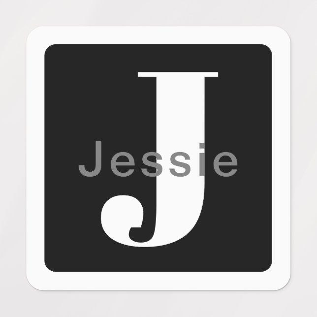 Rounded Box Name & Monogram | B&W Waterproof (Design 1)