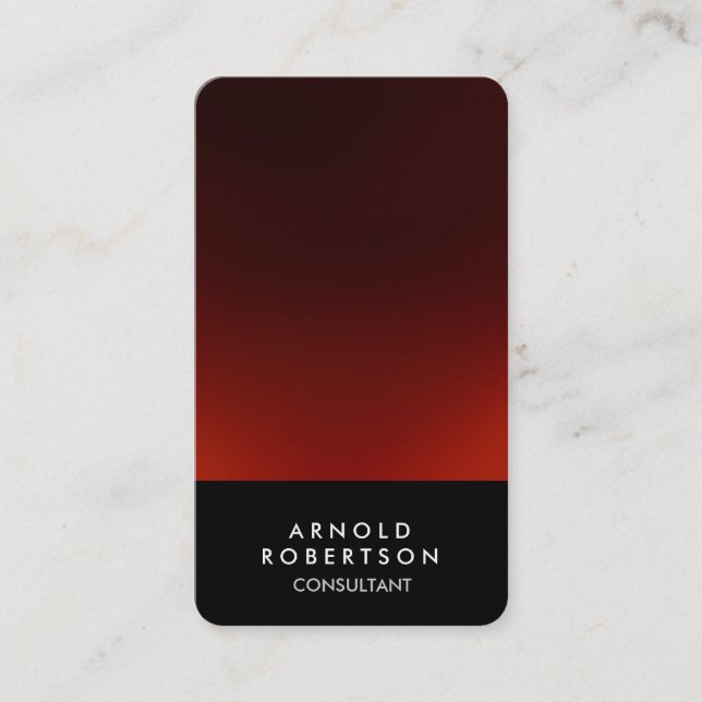 Rounded Corner Black Red Elegant Business Card (Front)