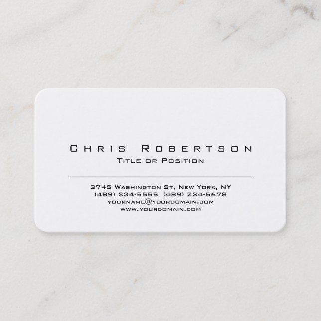 Rounded Corner Black White Charming Business Card (Front)