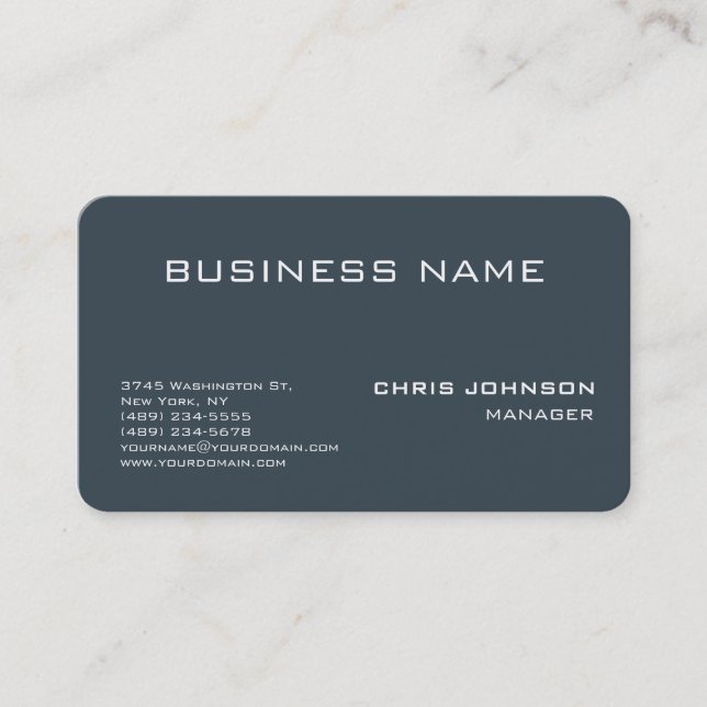 Rounded Corner Charcoal Grey Business Card (Front)