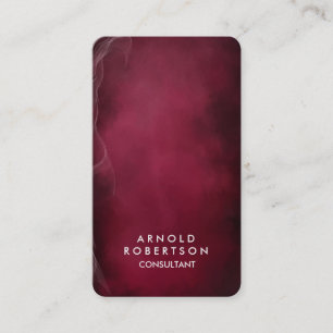 Rounded Corner Dark Carmine Red Elegant Business Card