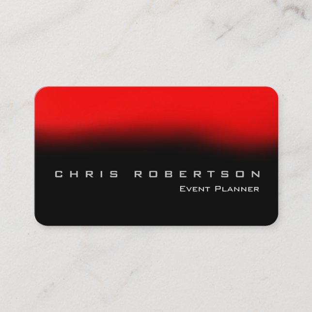 Rounded Corner Event Planner Red Business Card (Front)