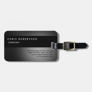 Rounded Corner Grey Black Modern Minimalist Luggage Tag