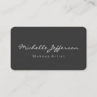 Rounded Corner Grey Makeup Artist Business Card