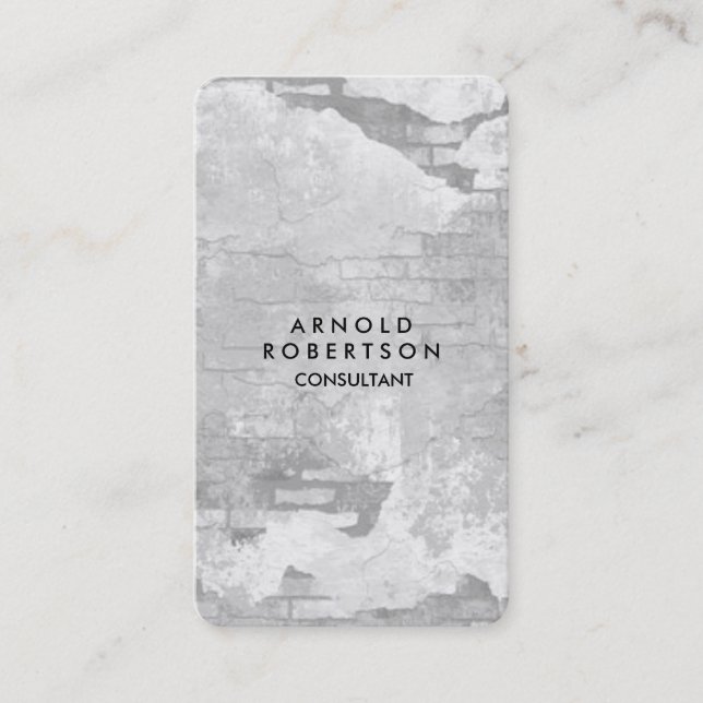 Rounded Corner Grey Wall Elegant Unique Business Card (Front)