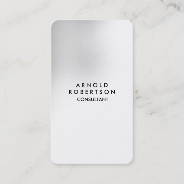 Rounded Corner Grey White Elegant Unique Business Card (Front)