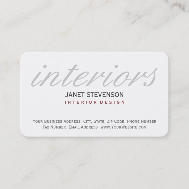 Rounded Corner Interior Designer Business Card (Front)