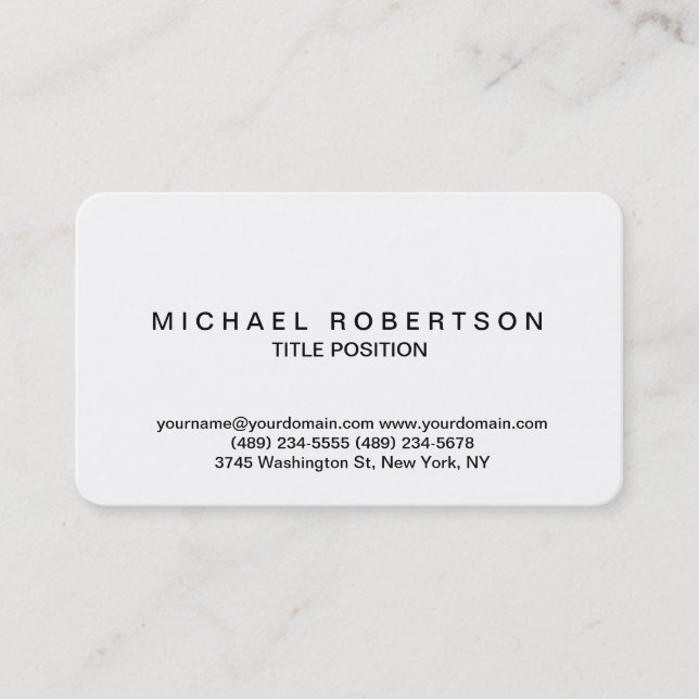 Rounded Corner Minimalist Consultant Business Card (Front)