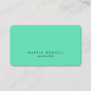 Rounded Corner Minimalist Modern Plain Green Blue Business Card
