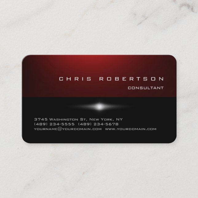 Rounded Corner Red Black Trendy Business Card (Front)