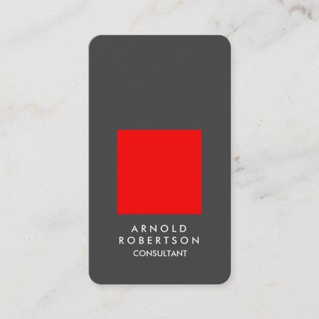 Rounded Corner Red Grey Elegant Business Card (Front)