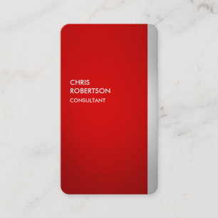 Rounded Corner Red Grey Vertical Business Card
