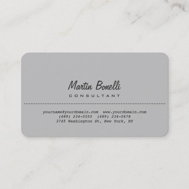 Rounded Corner Silver Grey Plain Business Card (Front)