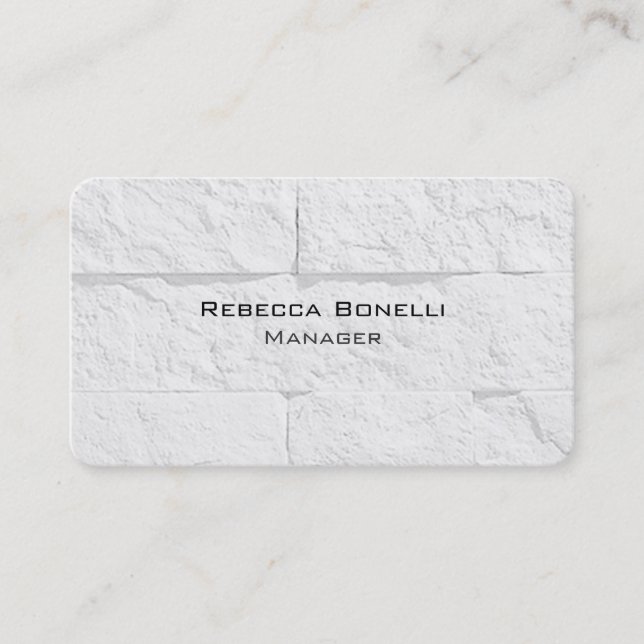 Rounded Corner Stone Wall Unique Modern Minimalist Business Card (Front)