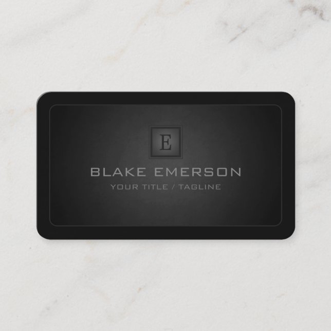 Rounded Corners Dark Professional Monogram Business Card (Front)