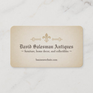 Rounded Corners Fleur-de-lis Vintage Look Business Card