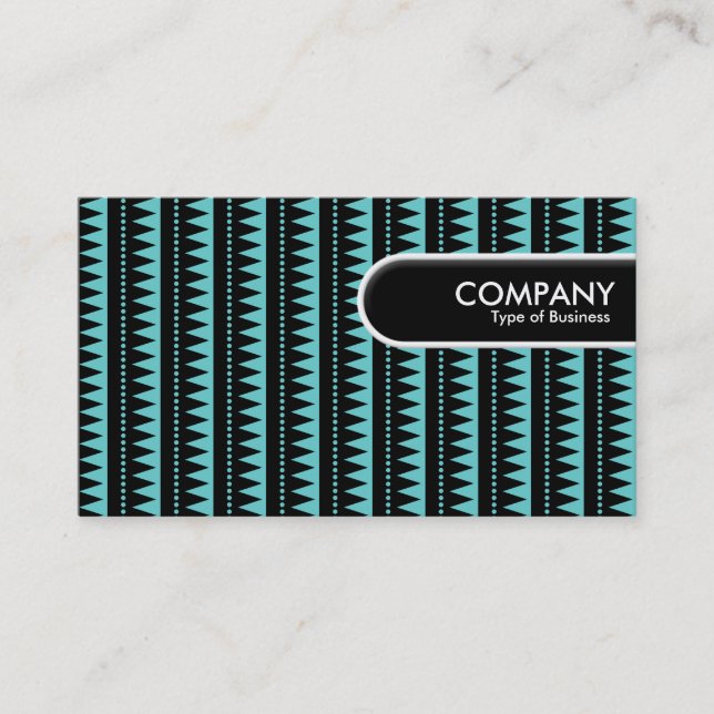 Rounded Edge Tag - Aztec Pattern - Blue #66cccc (Front)