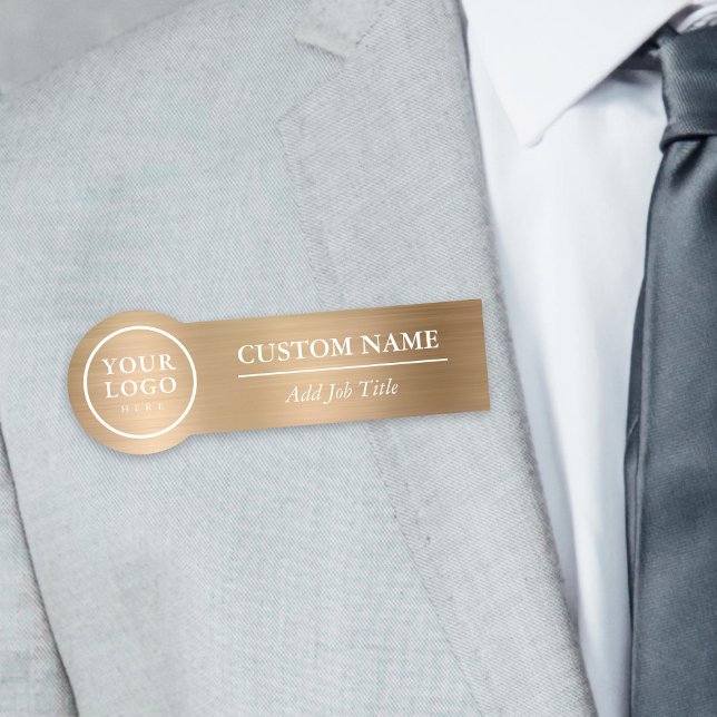 Rounded Elegant Metallic Gold Clothes Employee Name Tag (Rounded Elegant Metallic Gold Clothes Employee Name Tag
)