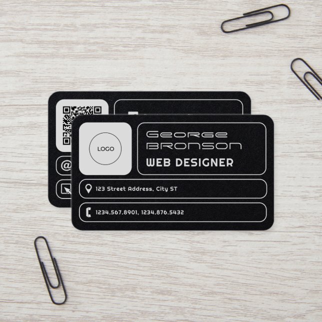 Rounded geometric fields modern  business card (Front/Back In Situ)