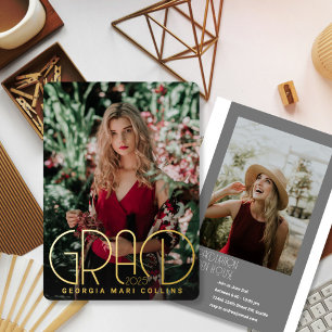 Rounded Grad Headline Graduation Invitation