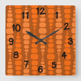 Rounded Orange Rectangles  Square Wall Clock