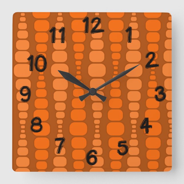 Rounded Orange Rectangles  Square Wall Clock (Front)