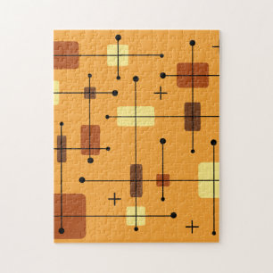 Rounded Rectangles Squares Orange Jigsaw Puzzle