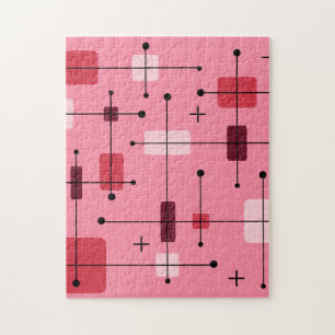 Rounded Rectangles Squares Pink Jigsaw Puzzle